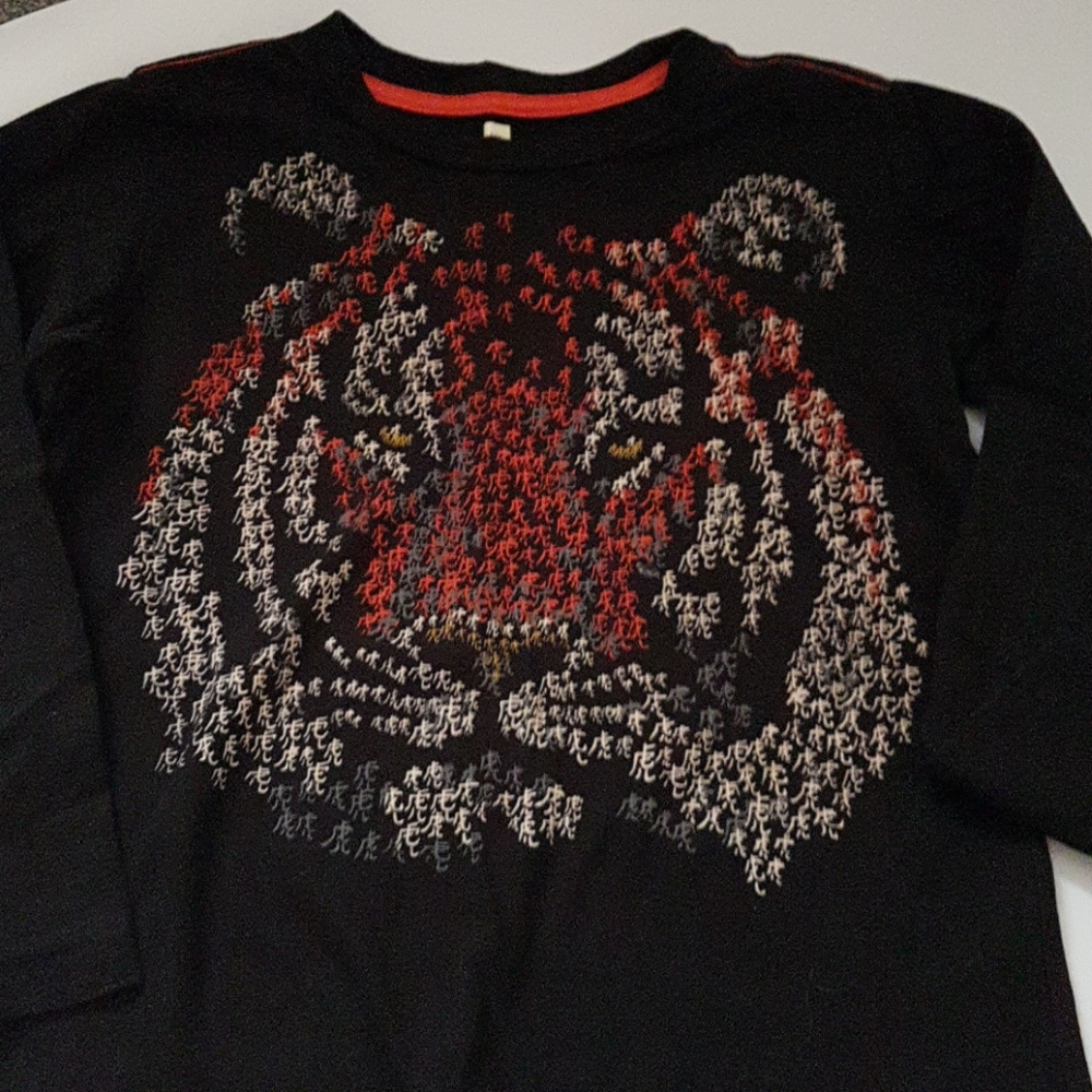Boys black long sleeved tee with Tiger